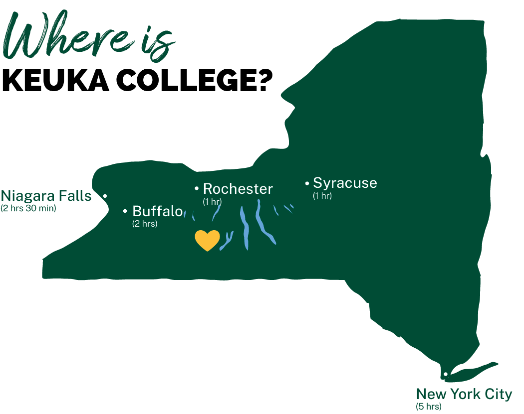 Where is Keuka College? It's in the heart of the Finger Lakes - about 2 hours from Buffalo and 1 hour from Rochester!